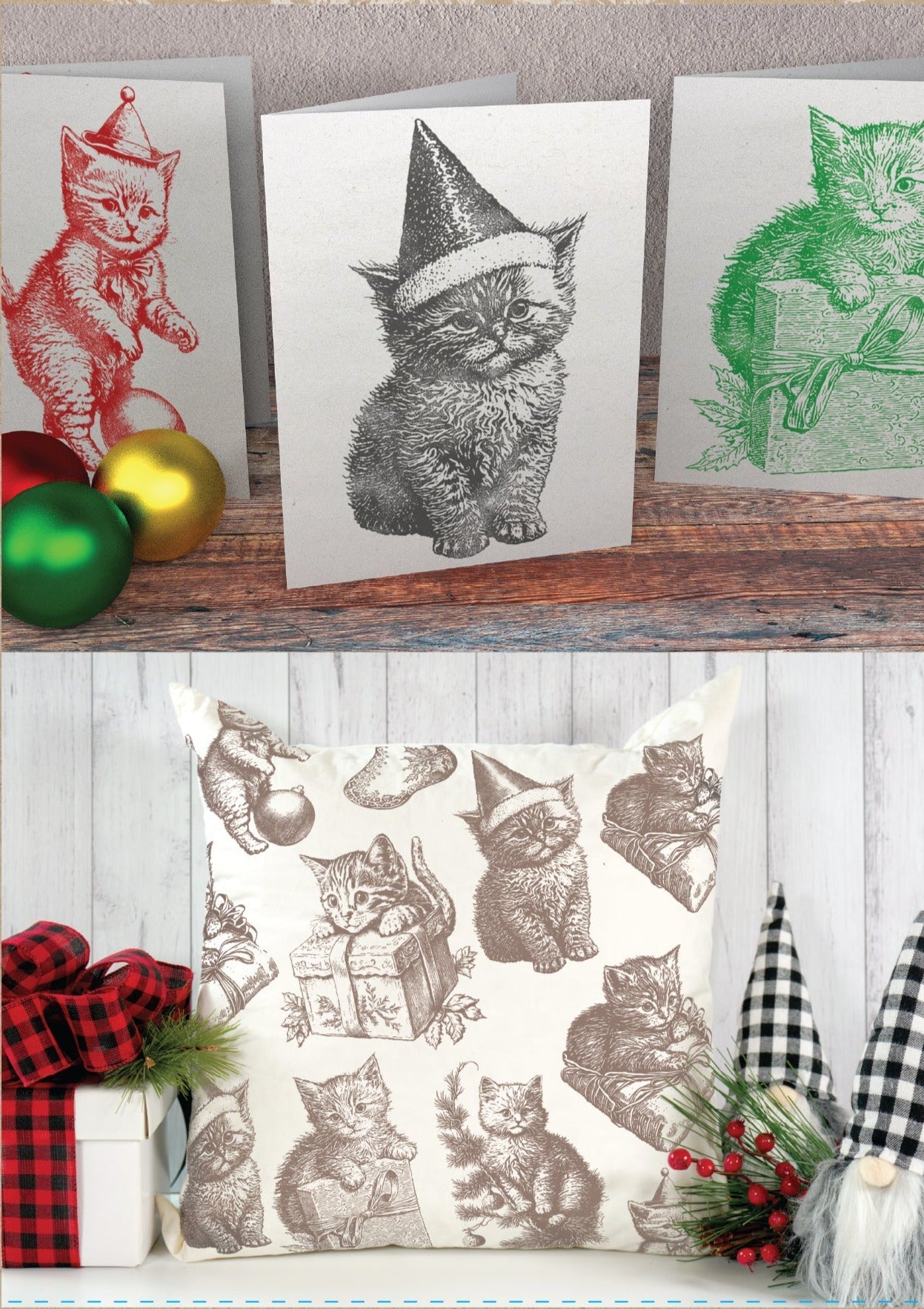 Iron Orchid Designs - Christmas Kitties Decor Stamp - Rustic River Home