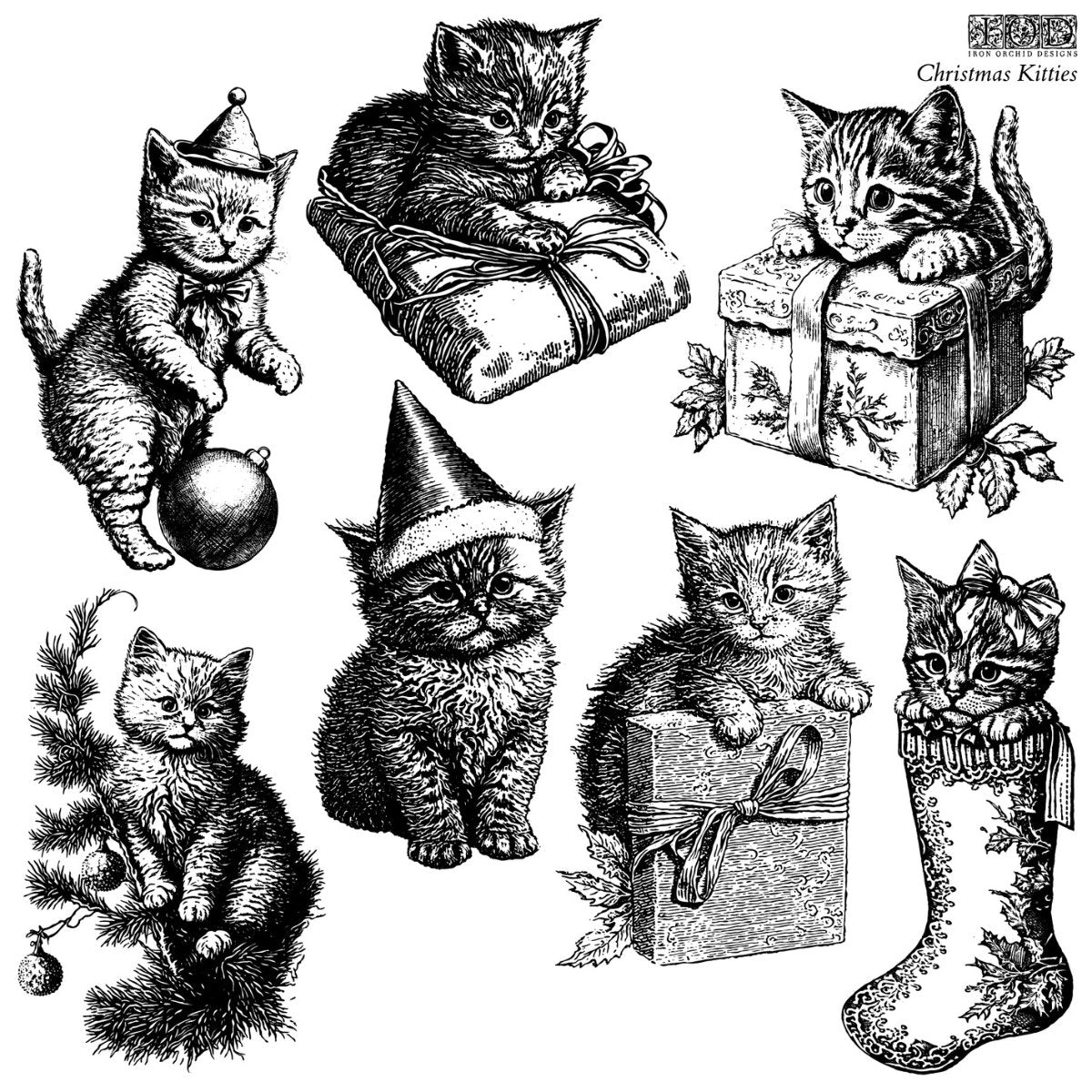 Iron Orchid Designs - Christmas Kitties Decor Stamp - Rustic River Home