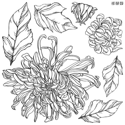 Iron Orchid Designs - Chrysanthemums Decor Stamp - Rustic River Home