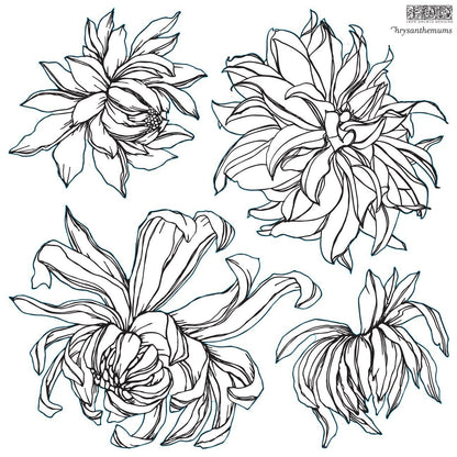 Iron Orchid Designs - Chrysanthemums Decor Stamp - Rustic River Home