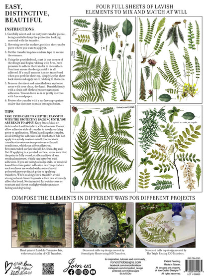 Iron Orchid Designs - Fronds Botanical Decor Transfer Pad - Rustic River Home