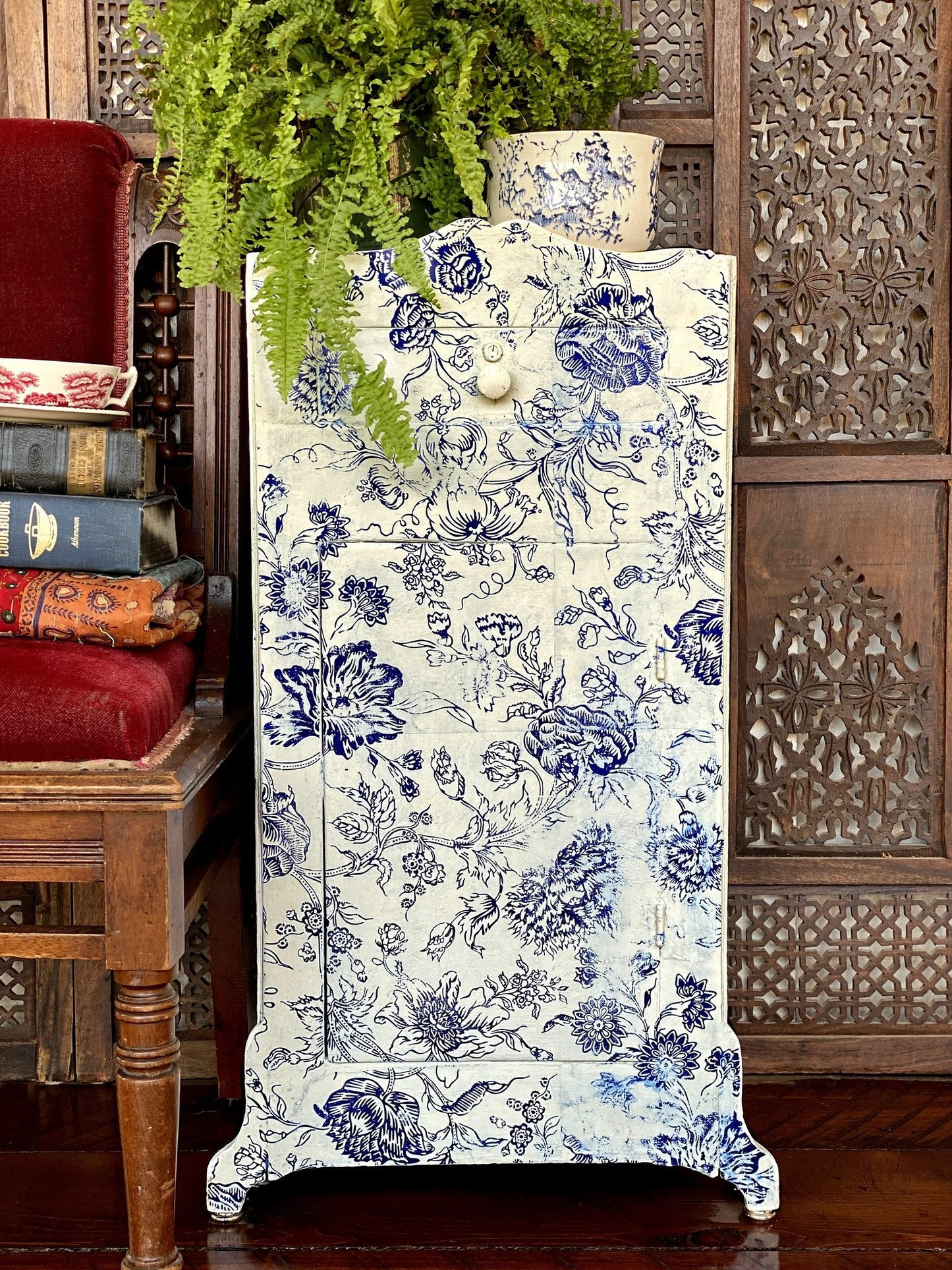 Iron Orchid Designs - Indigo Floral Paint Inlay - Rustic River Home
