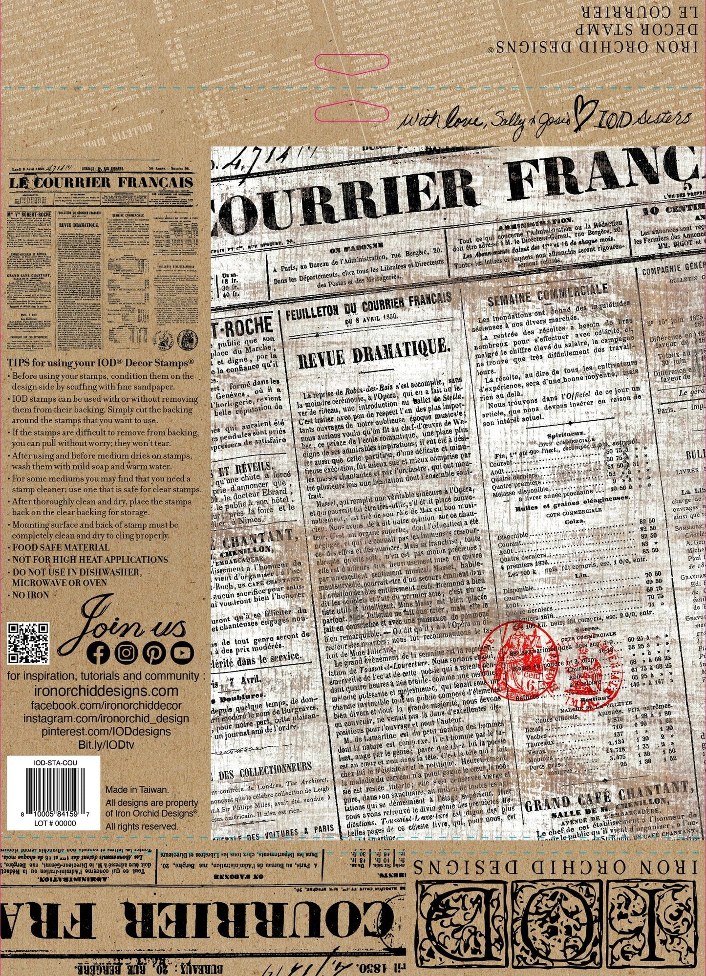 Iron Orchid Designs - Le Courrier Decor Stamp - Rustic River Home