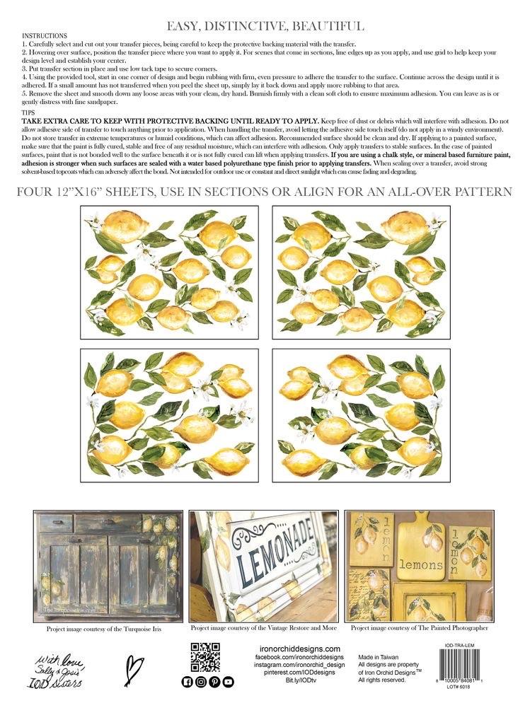 Iron Orchid Designs - Lemon Drops Decor Transfer Pad - Rustic River Home