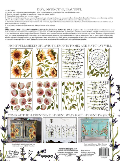 Iron Orchid Designs - Painterly Florals Decor Transfer Pad - Rustic River Home