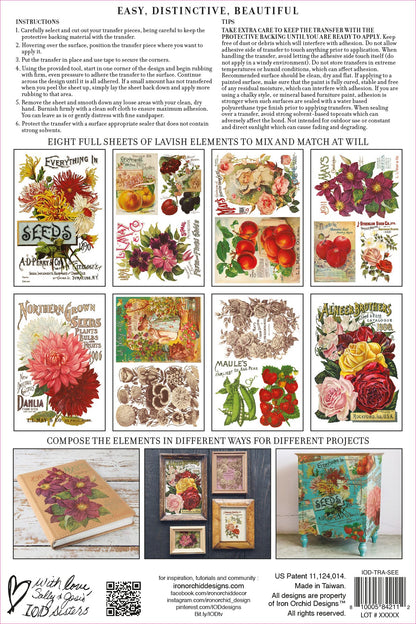 Iron Orchid Designs - Seeds Catalogue Decor Transfer Pad - Rustic River Home