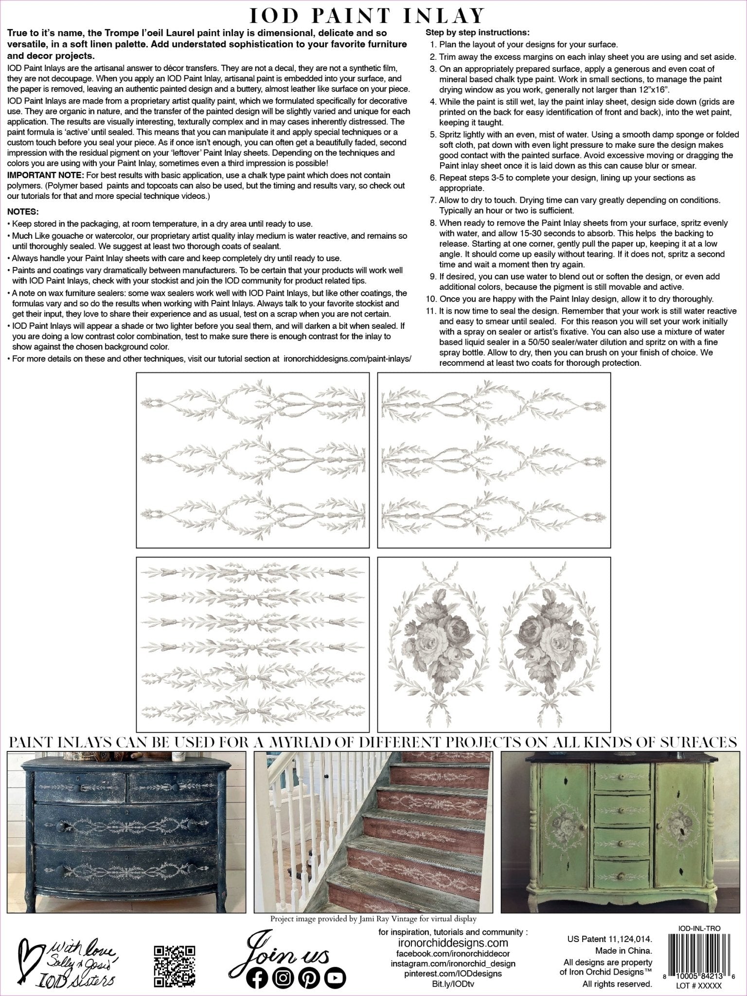 Iron Orchid Designs - Trompe L'Oeil Laurel Paint Inlay - Rustic River Home