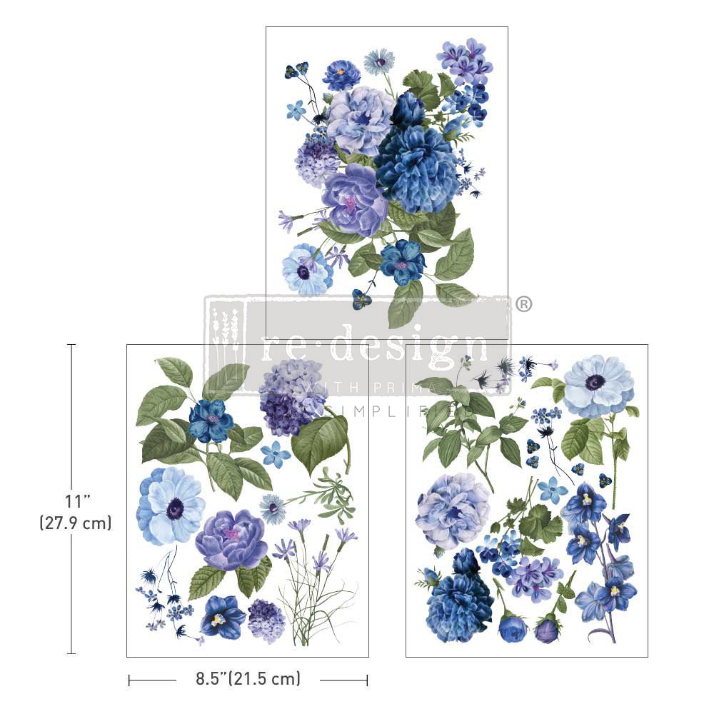 Redesign Decor Transfer - Blue Gardens - 8.5"x11" - Rustic River Home