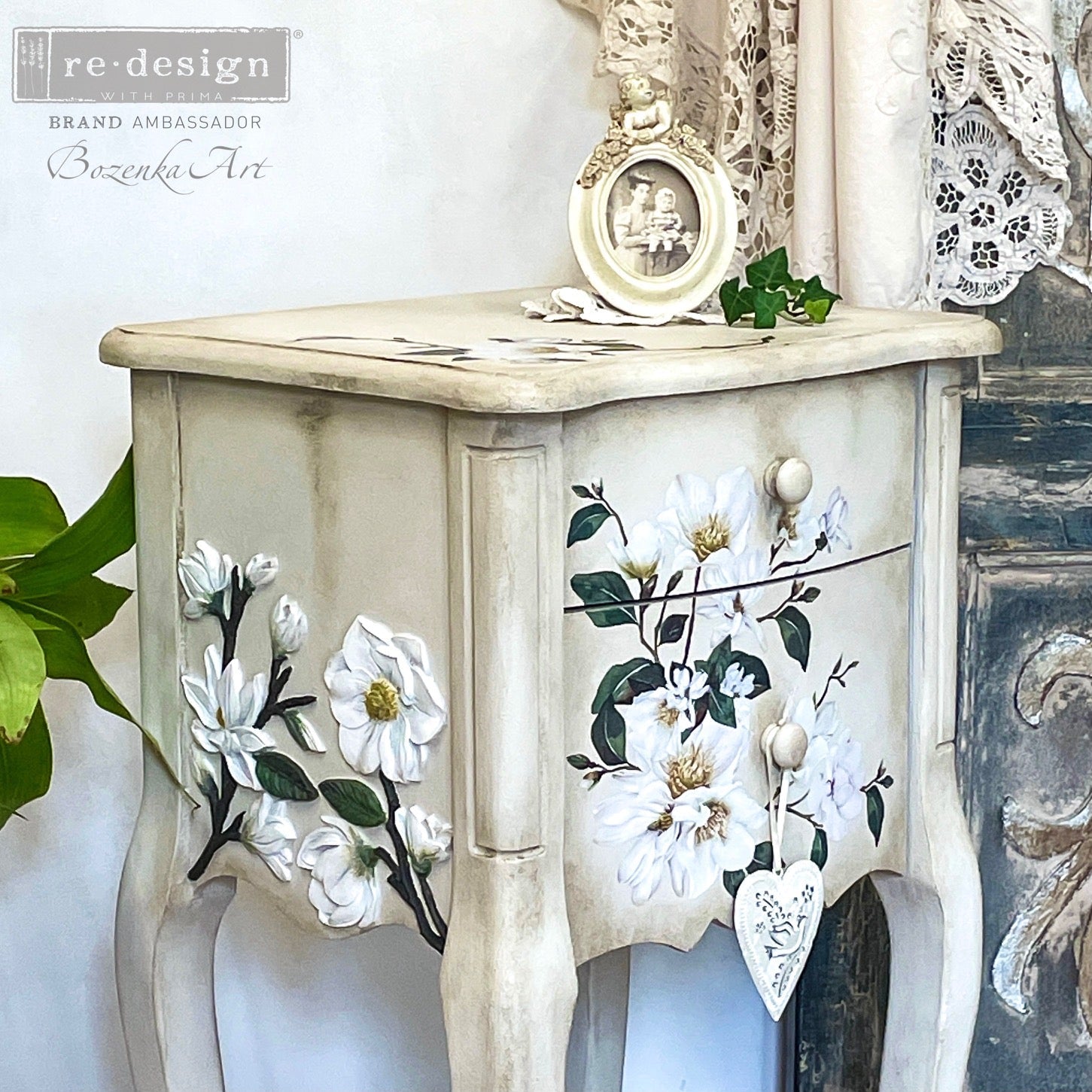 Redesign Decor Transfer - White Magnolia - 6"x12" - Rustic River Home