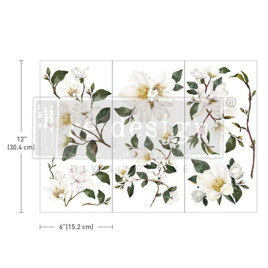Redesign Decor Transfer - White Magnolia - 6"x12" - Rustic River Home