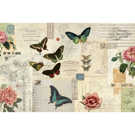 Roycycled Treasures - Butterfly Masterboard Decoupage Paper - 20x30in - Rustic River Home