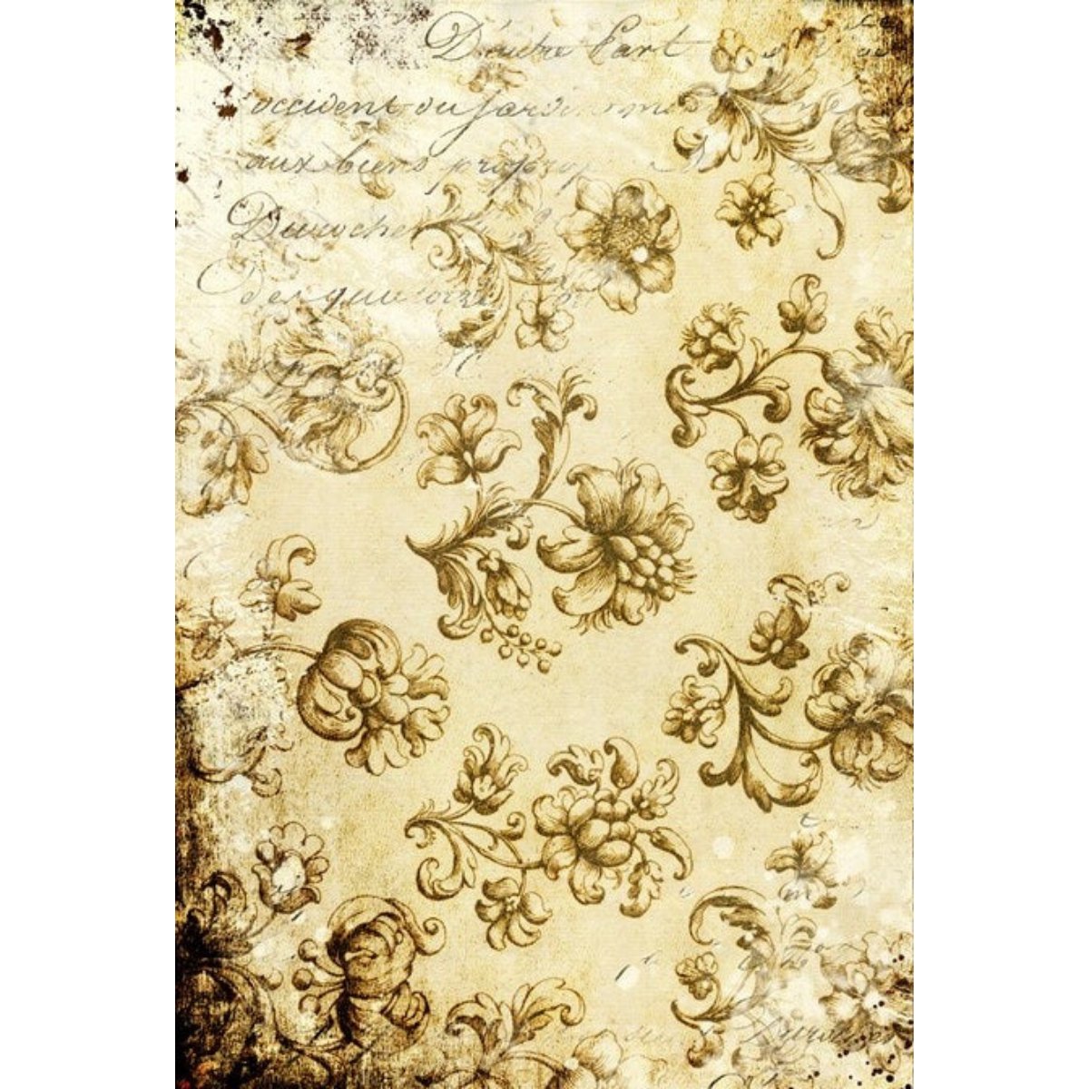 Roycycled Treasures - Distressed Grungy Floral Decoupage Paper - 20x30in - Rustic River Home