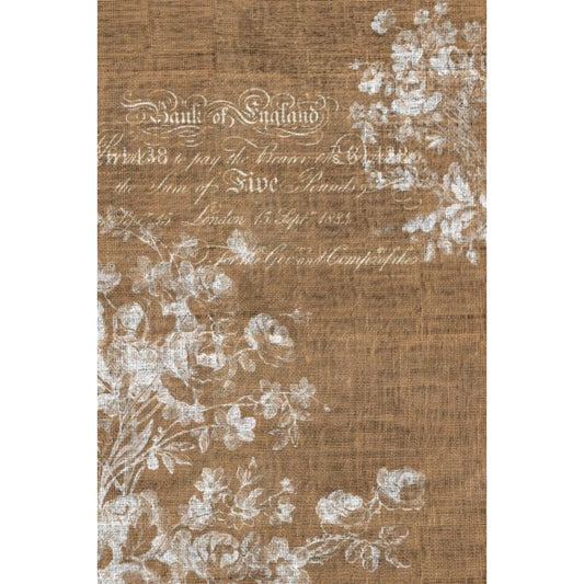 Roycycled Treasures - Floral Burlap Portrait Decoupage Paper - 20x30in - Rustic River Home