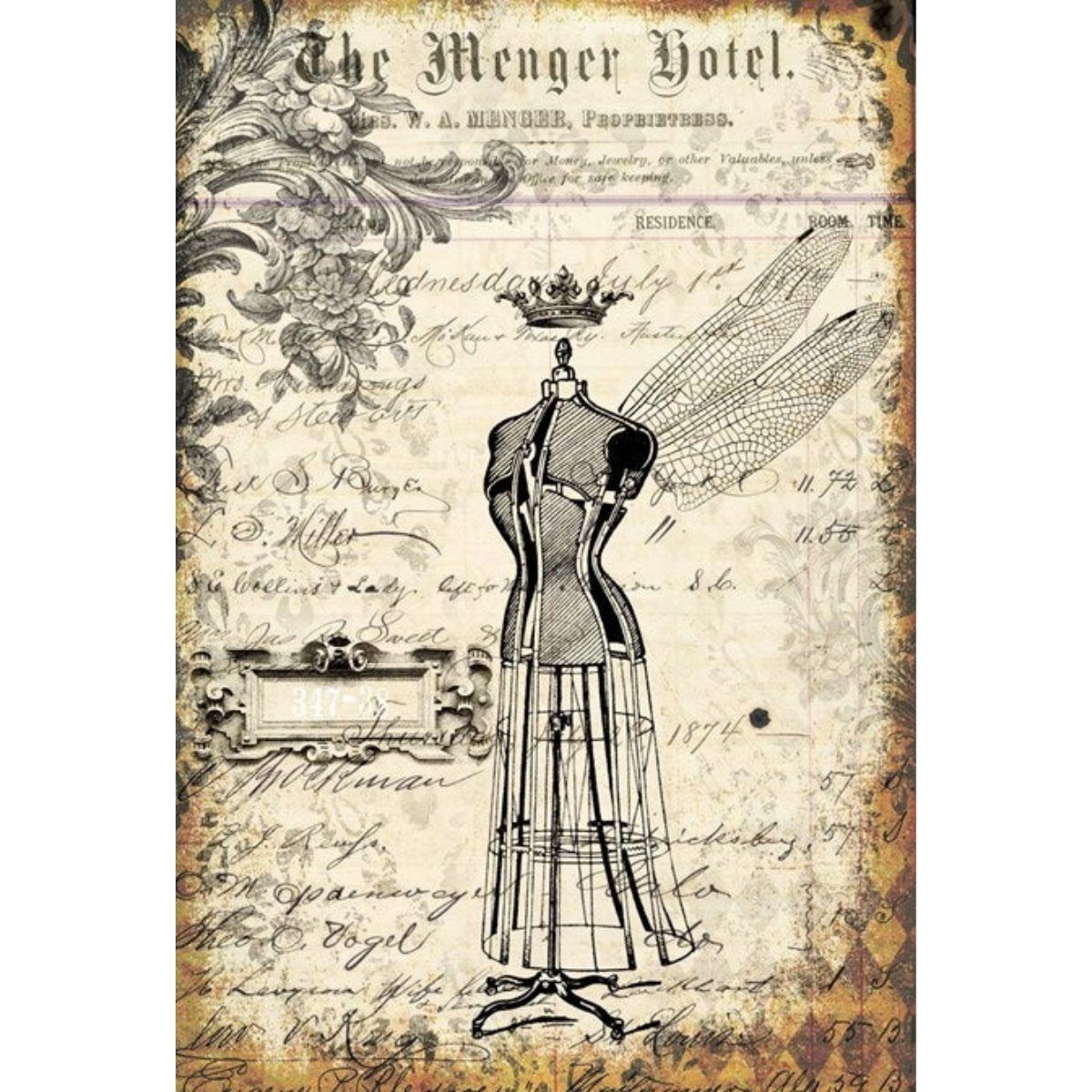 Roycycled Treasures - Grunge Dressform Decoupage Paper - 20x30in - Rustic River Home