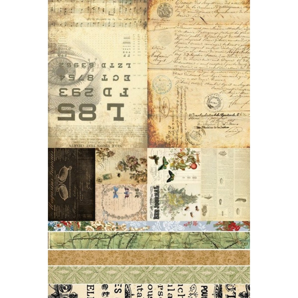 Roycycled Treasures - Junky Journal Blocks Decoupage Paper - 20x30in - Rustic River Home