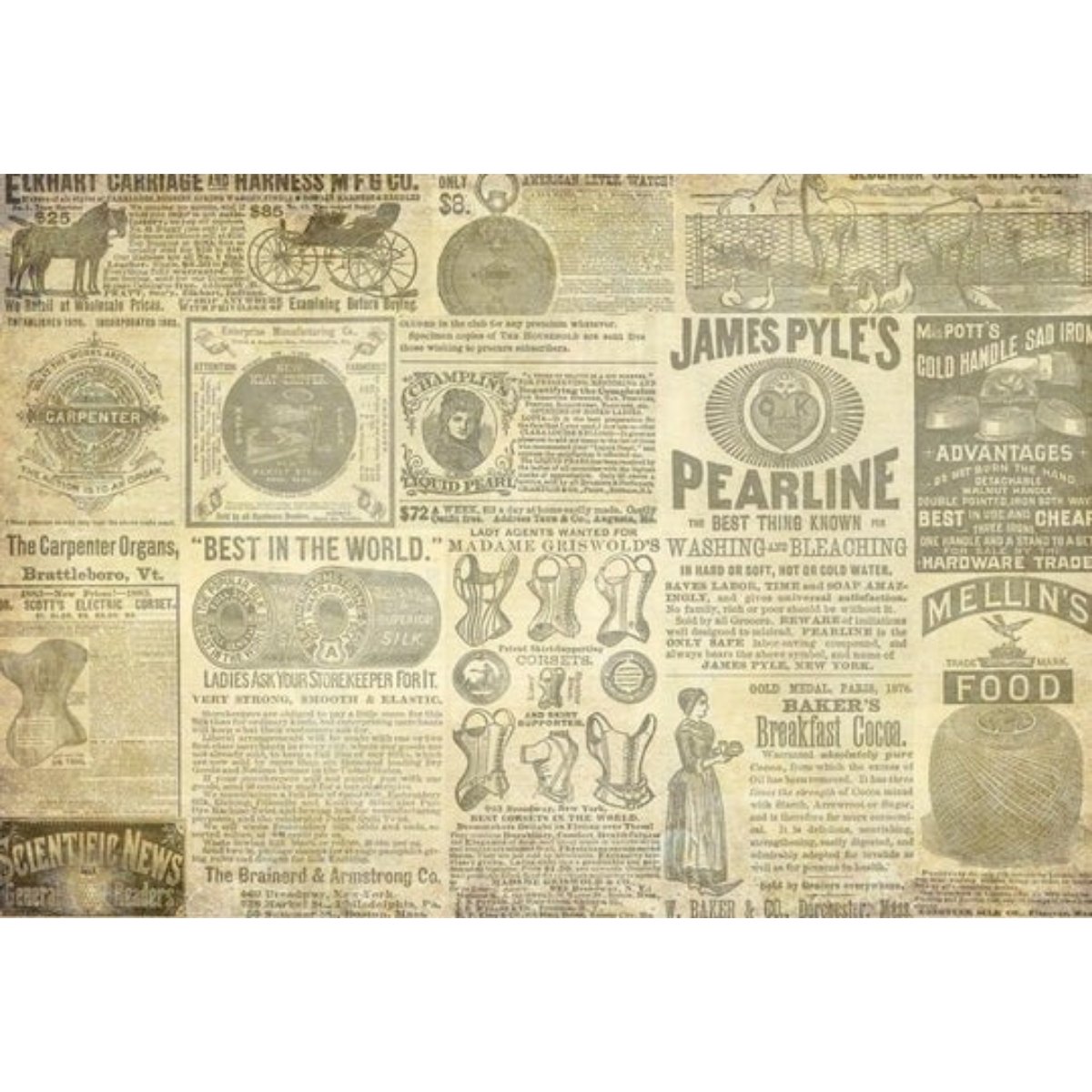 Roycycled Treasures - Vintage Ad Decoupage Paper - 20 x 30 in - Rustic River Home